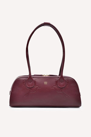 Celadon bordo kadın hakiki deri omuz çantası – minimal ve premium tasarım - Önden görünüm