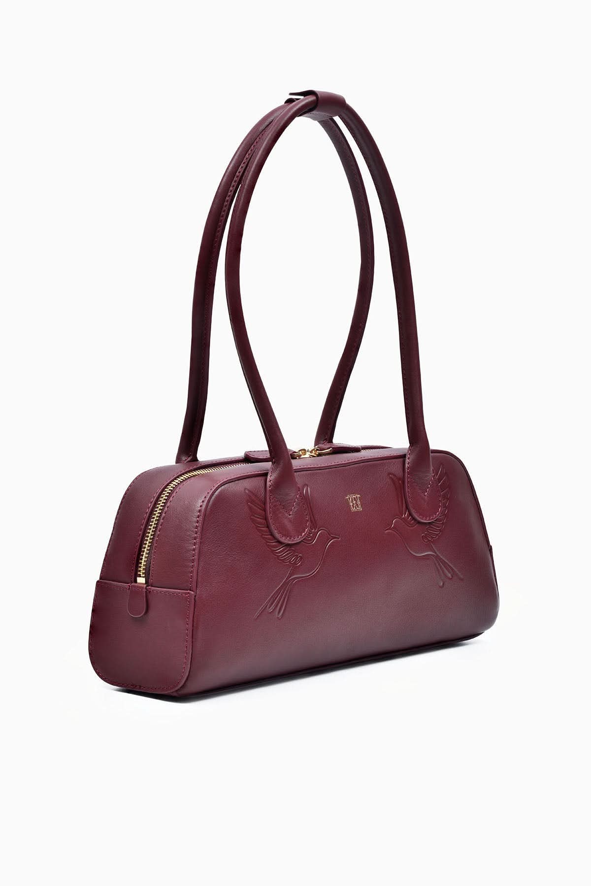 Bordo hakiki deri kadın omuz çantası – Celadon özel tasarım
